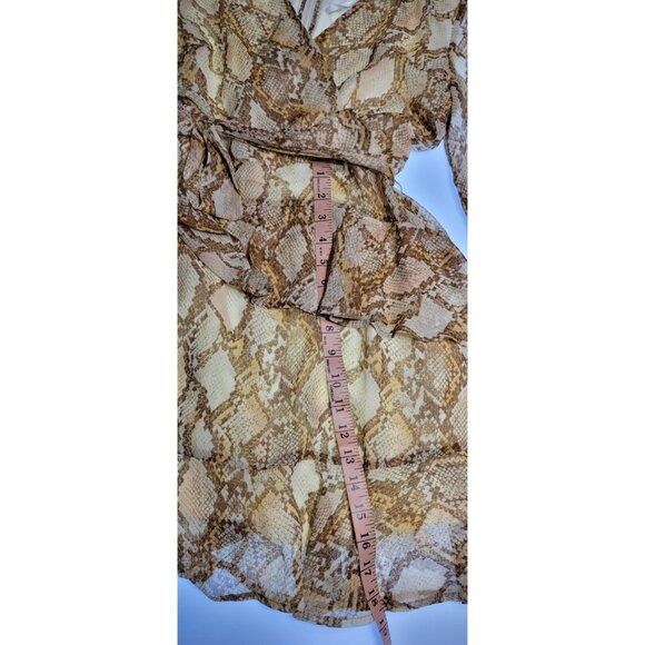 Leith Dress Womems Sz Medium V Neck Ruffles Animal Print Long Sleeve - Picture 8 of 11